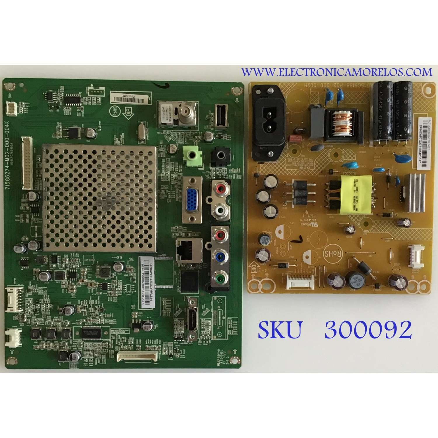 KIT DE TARJETAS PARA TV VIZIO / MAIN 756TXECB02K0070 / 715G6274-M02-000-004K / FUENTE PLTVDE454XAP7Q / 715G6188-P01-000-002H / PANEL TPM236H3-HGJL02 REV:SC1X / MODELO E241I-B1 LTT6PQAQ